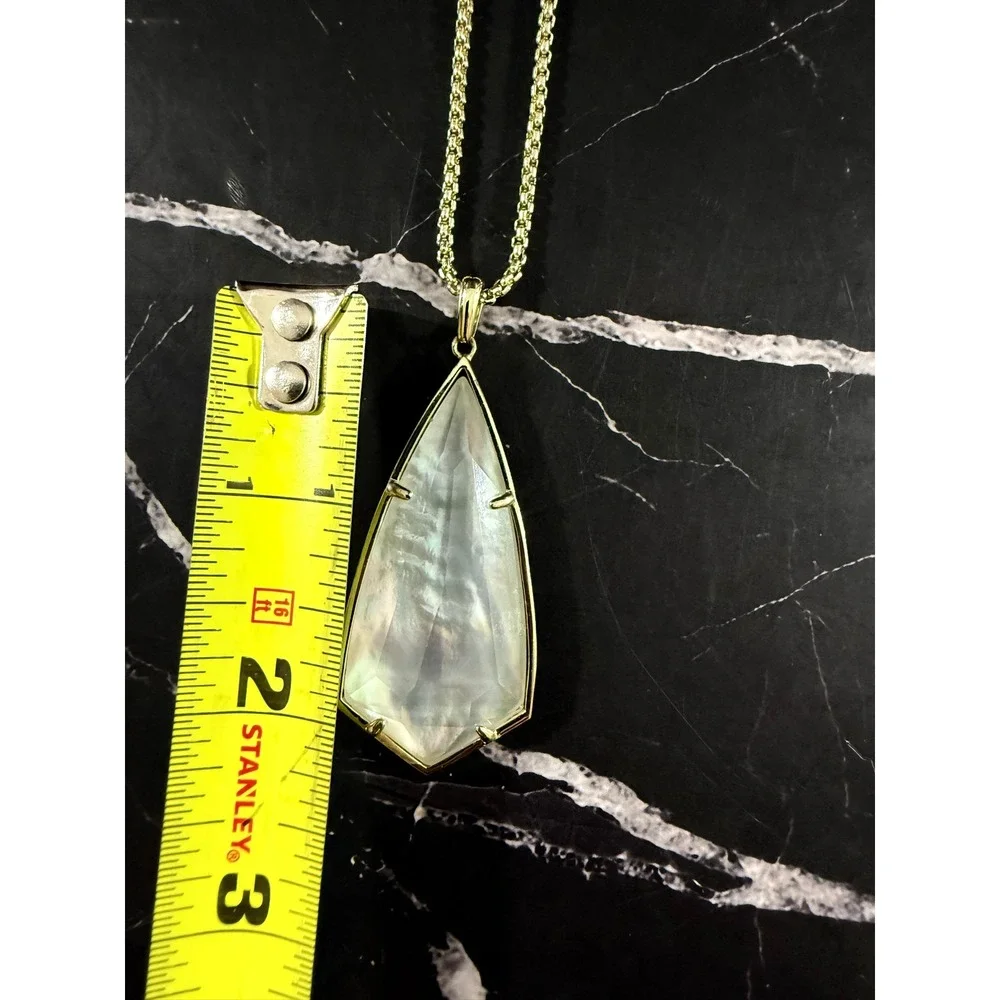 Kendra Scott Carole Mother of Pearl Long 30-32in Gold Tone Pendant Necklace